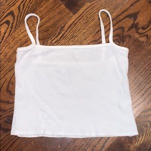 BRANDY MELVILLE White cropped waffle tank top